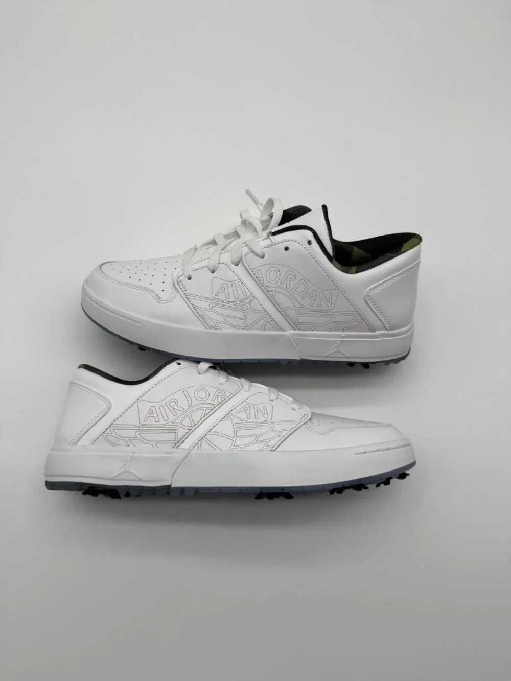New Air Jordan NU Retro Golf Cleats Men's Size 9 White Camo Spiked FZ4153 102